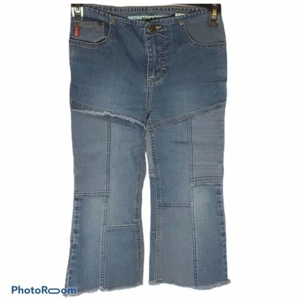 mudd light wash patches blue jeans pockets zipper button 8 kids READ